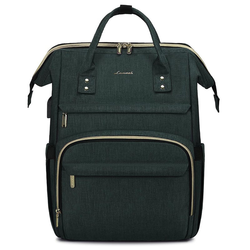 LOVEVOOK Laptop Backpack for Women 17 Inch Professional Womens Travel Backpack Purse Computer Laptop Bag Nurse Teacher Backpack Waterproof Work Bags Carry on Back Pack with USB Port Dark Green - Image 1